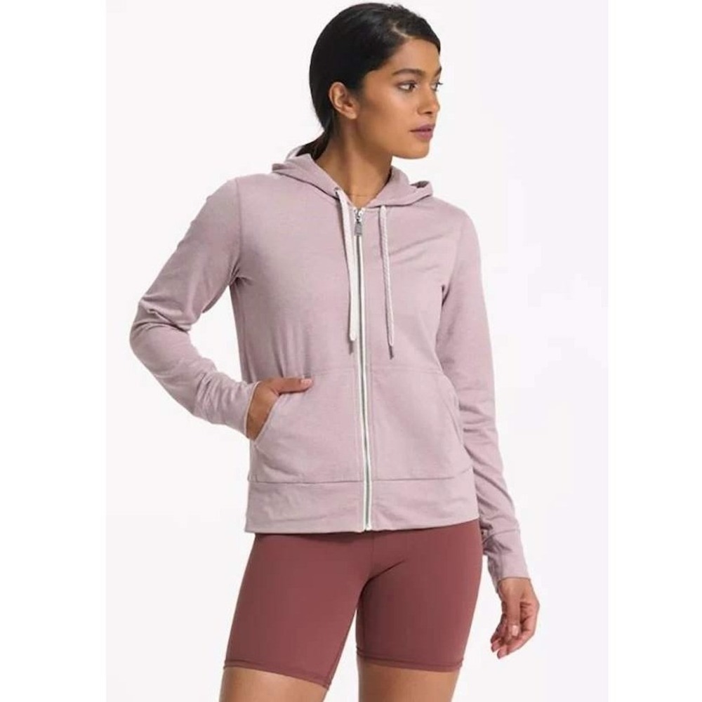 Vuori Womens Halo Performance Full Zip Hoodie Dusty Rose Heather VW268 Size M